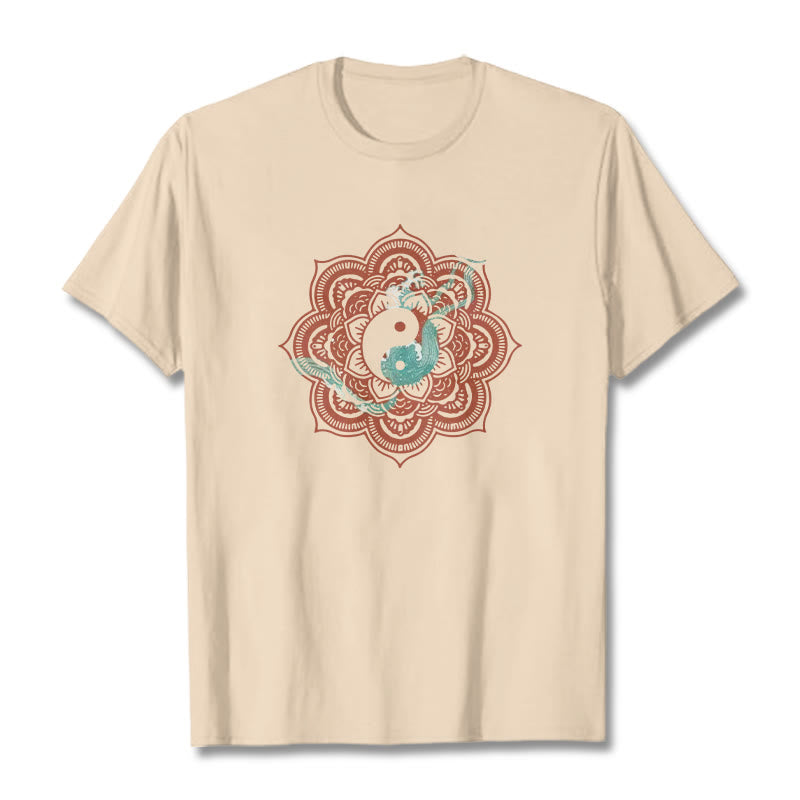 Buddha Stones Mandala Yin Yang Cotton Tee T-shirt