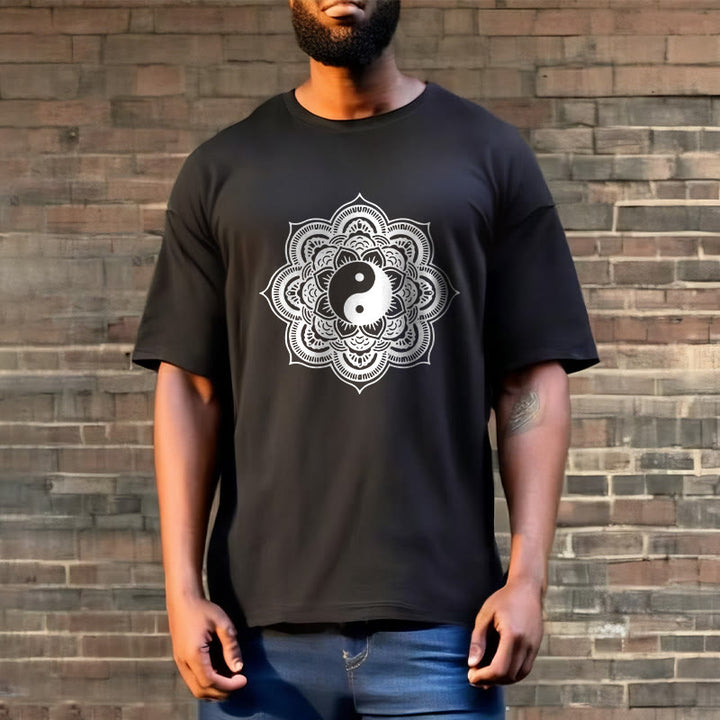 Buddha Stones Mandala Yin Yang Cotton Tee T-shirt