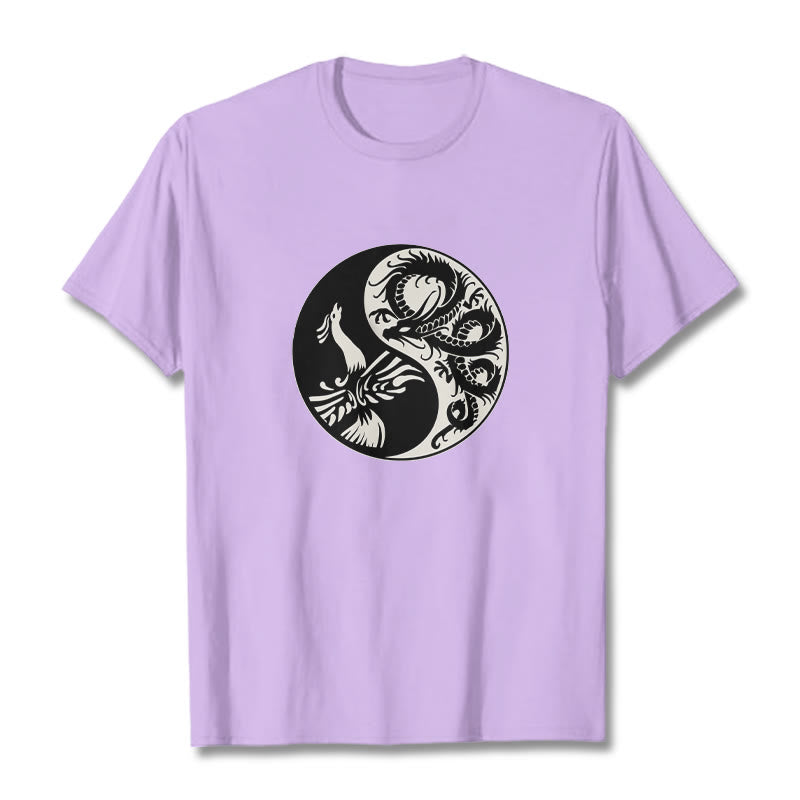 Buddha Stones Phoenix Yin Yang Cotton Tee T-shirt - Plum - 2XL - image 17