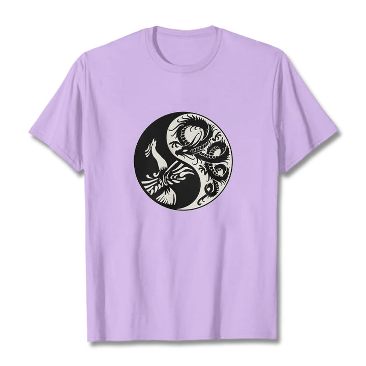 Buddha Stones Phoenix Yin Yang Cotton Tee T-shirt - Plum - 2XL - image 17