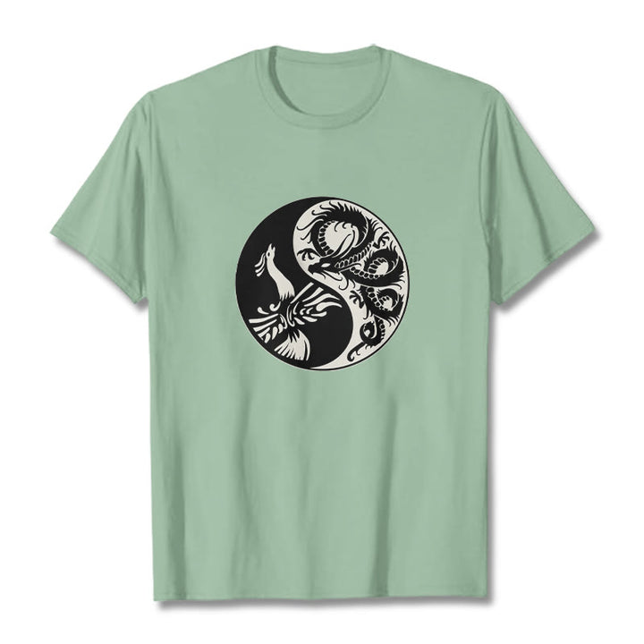 Buddha Stones Phoenix Yin Yang Cotton Tee T-shirt - PaleGreen - 2XL - image 15