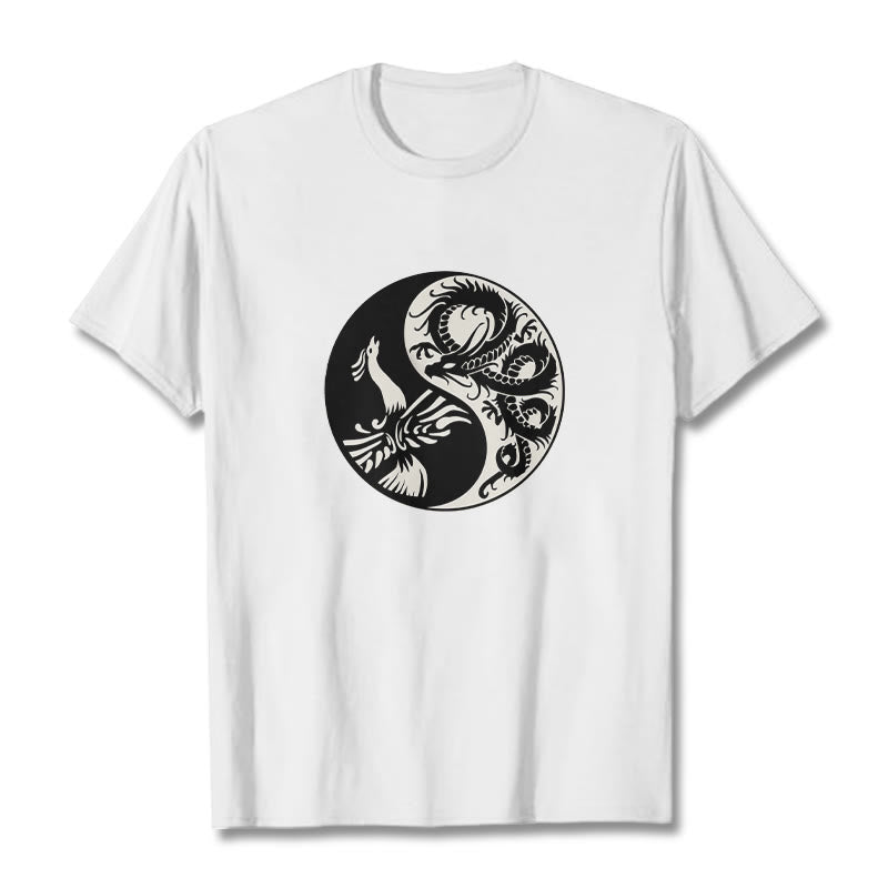 Buddha Stones Phoenix Yin Yang Cotton Tee T-shirt - White - 2XL - image 6