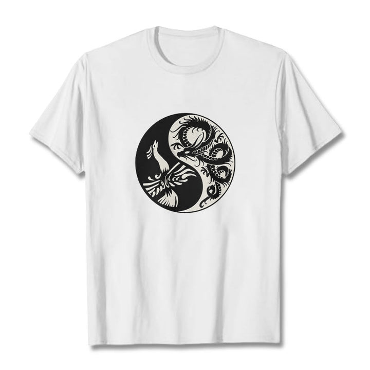 Buddha Stones Phoenix Yin Yang Cotton Tee T-shirt - White - 2XL - image 6