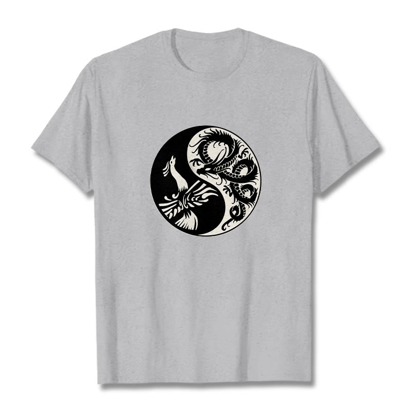 Buddha Stones Phoenix Yin Yang Cotton Tee T-shirt - LightGrey - 2XL - image 11