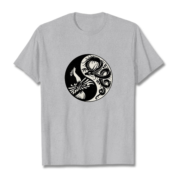 Buddha Stones Phoenix Yin Yang Cotton Tee T-shirt - LightGrey - 2XL - image 11