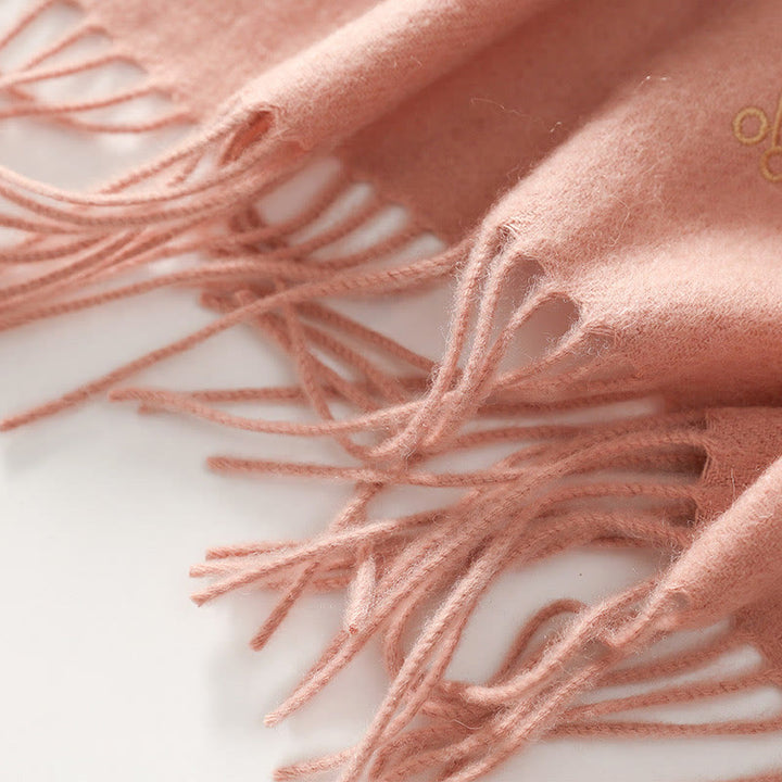 Buddha Stones Wool Shawl Red Flower Leaves Embroidery Tassel Winter Cozy Travel Scarf Wrap - image 4