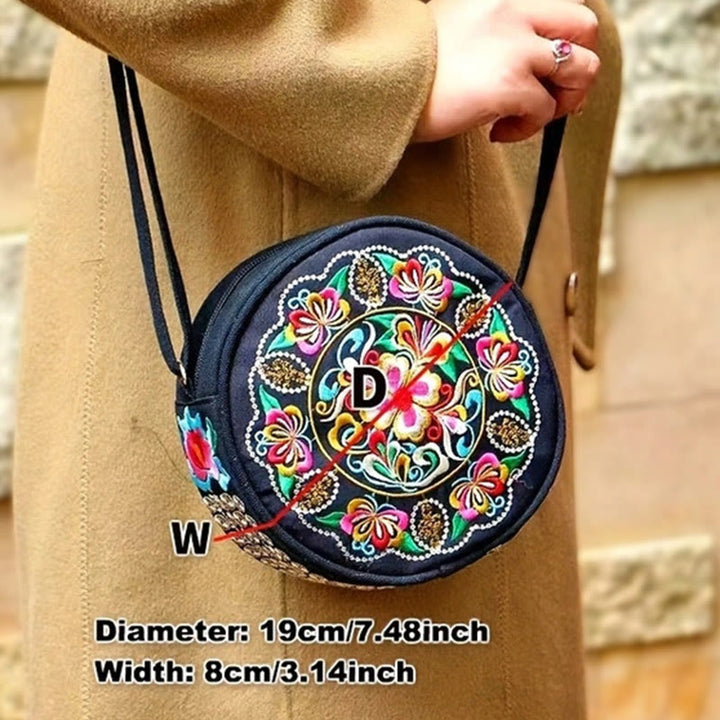 Buddha Stones Money Tree Galsang Inula Flower Peony Rose Peacock Double-Sided Embroidery Canvas Shopping Purse Handbag Crossbody Bag