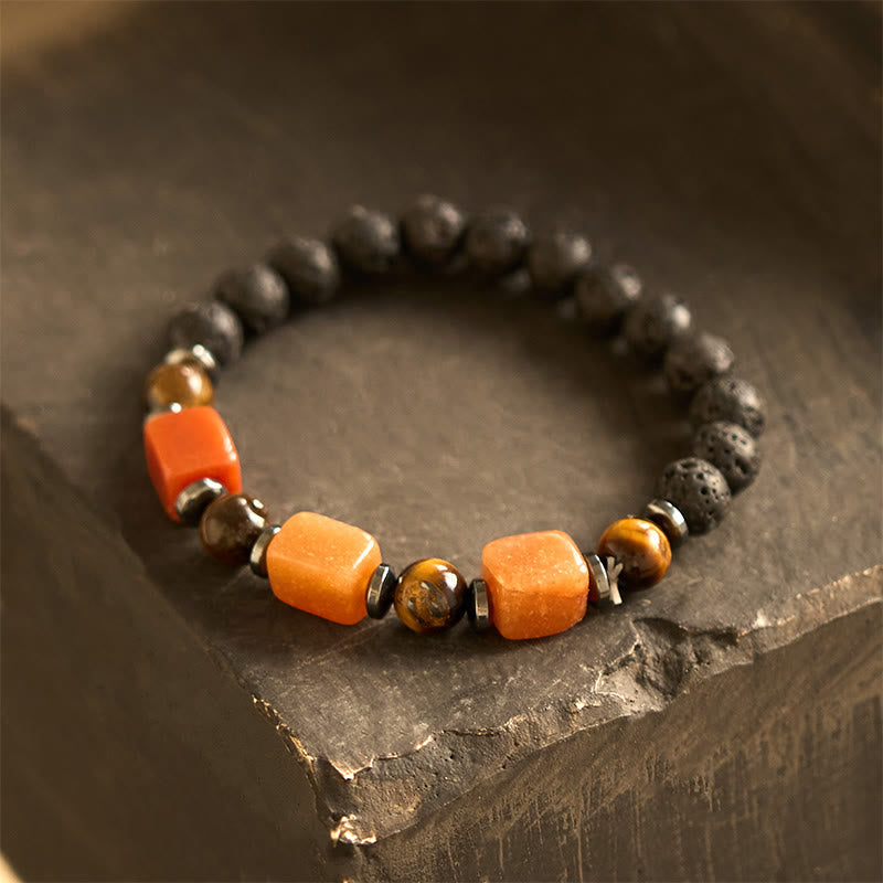 Buddha Stones Various Crystals Lava Rock Calm Bracelet