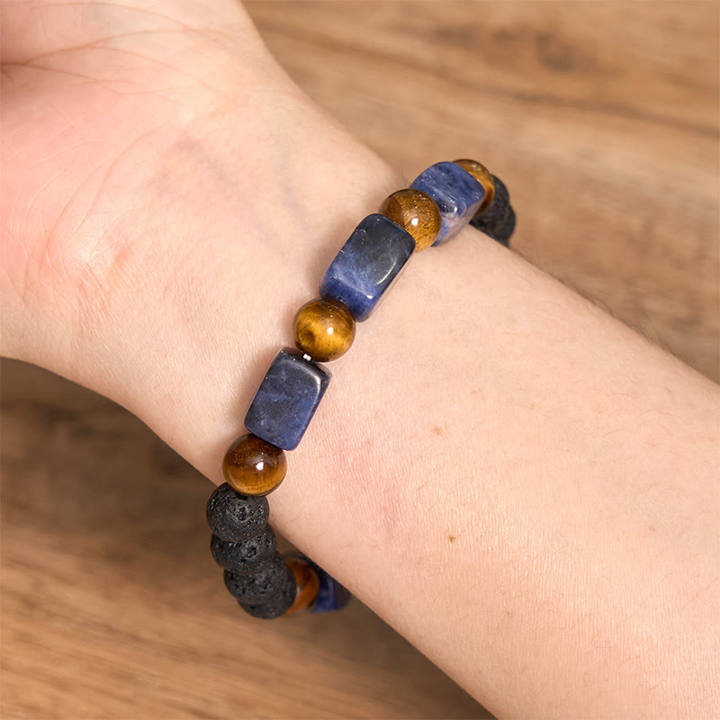 Buddha Stones Various Crystals Lava Rock Calm Bracelet