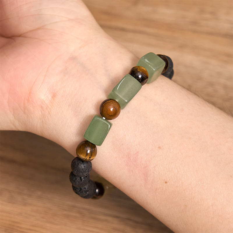 Buddha Stones Various Crystals Lava Rock Calm Bracelet