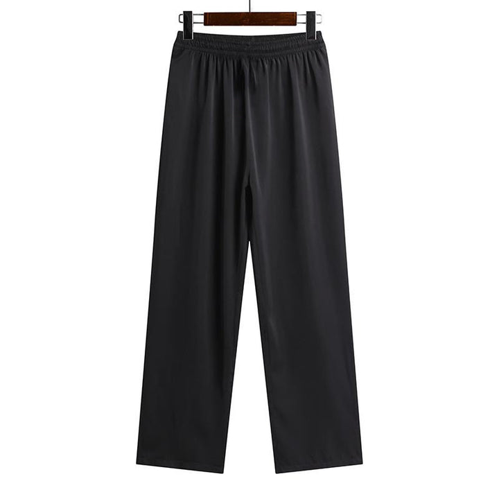 Buddha Stones Bamboo Peach Blossom Tang Suit Hanfu Traditional Uniform Short Sleeve Top Pants Clothing Men's Set - Black Pants - US/UK/AU42，EU52 (3XL) - image 14