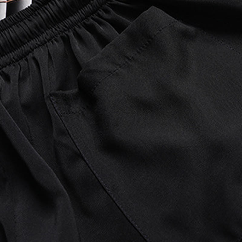 Buddha Stones Bamboo Peach Blossom Tang Suit Hanfu Traditional Uniform Short Sleeve Top Pants Clothing Men's Set - image 18