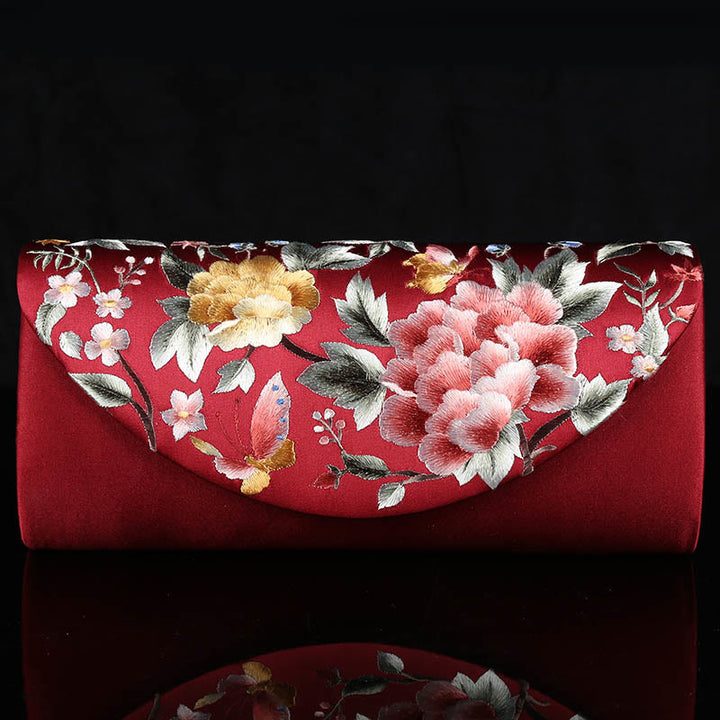 Buddha Stones Peony Tulip Su Embroidery Wedding Shopping Purse Handbag Crossbody Bag