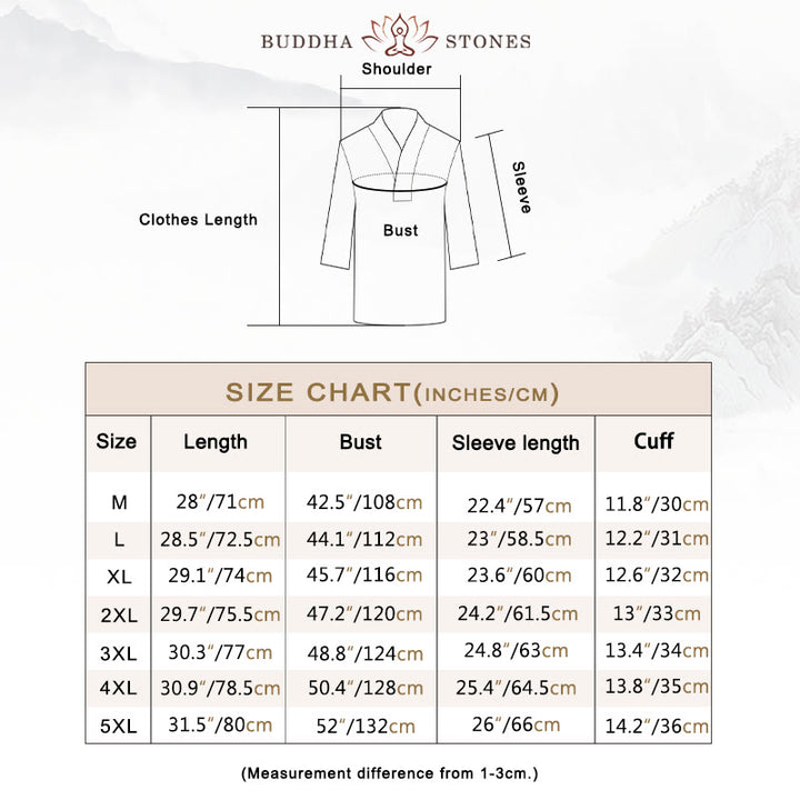 Buddha Stones Casual V-Neck Three Quarter Sleeve Shirt Cotton Linen Men Clothing