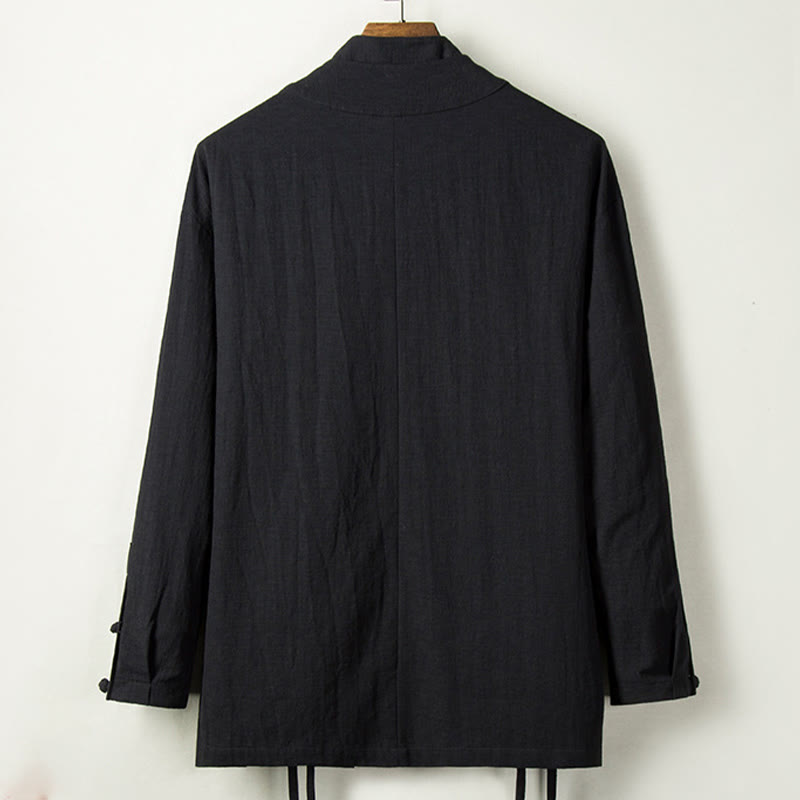 Buddha Stones Fall Chinese Hanfu Cotton Linen Men Jacket Clothing - image 6