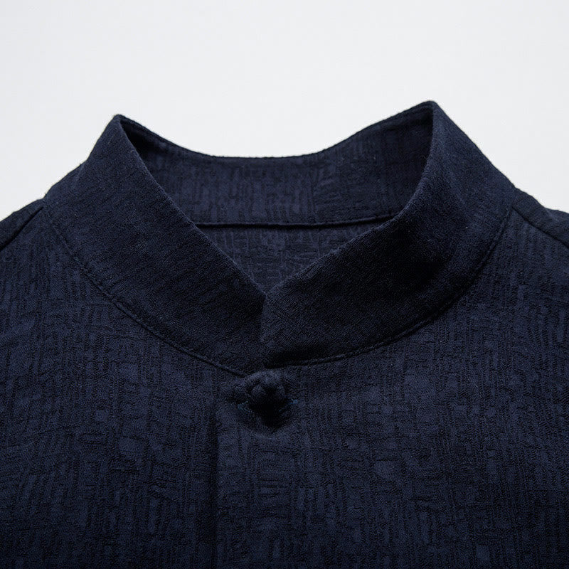 Buddha Stones Fall Solid Long Sleeve Button Shirt Cotton Linen Men Clothing - image 8