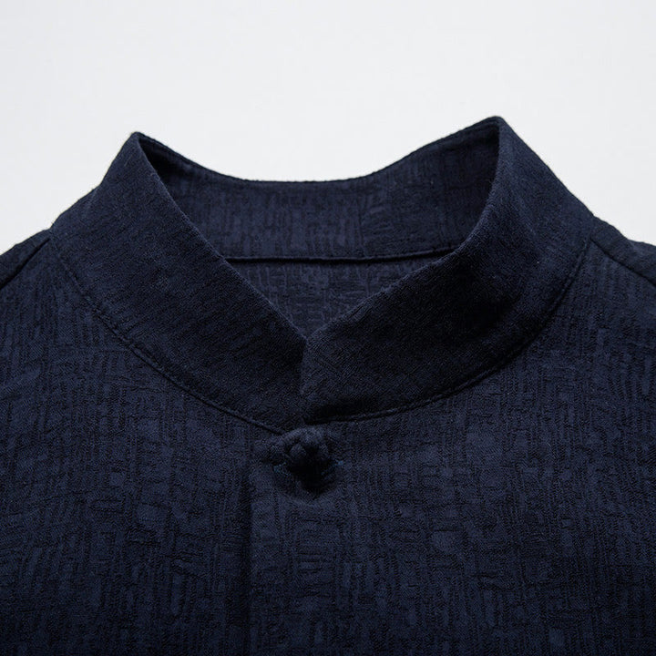 Buddha Stones Fall Solid Long Sleeve Button Shirt Cotton Linen Men Clothing - image 8