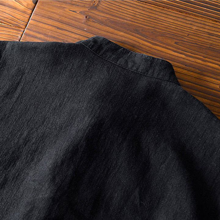 Buddha Stones Frog-Button Chinese Tang Suit Cotton Linen Men Jacket Shirt With Pockets - image 18
