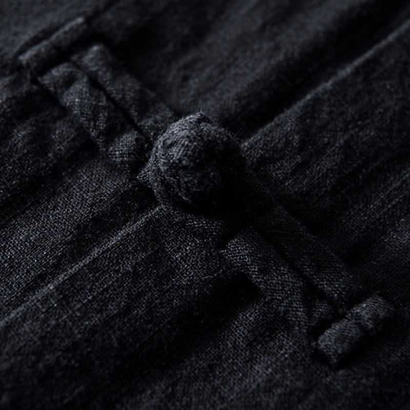 Buddha Stones Frog-Button Chinese Tang Suit Cotton Linen Men Shirt With Pockets - image 18