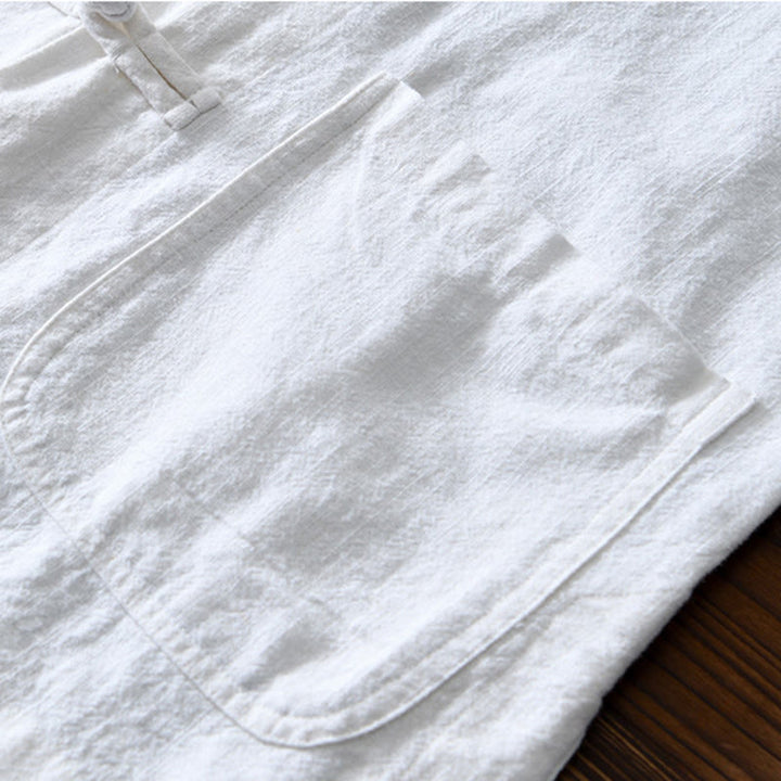 Buddha Stones Frog-Button Chinese Tang Suit Cotton Linen Men Shirt With Pockets - image 12