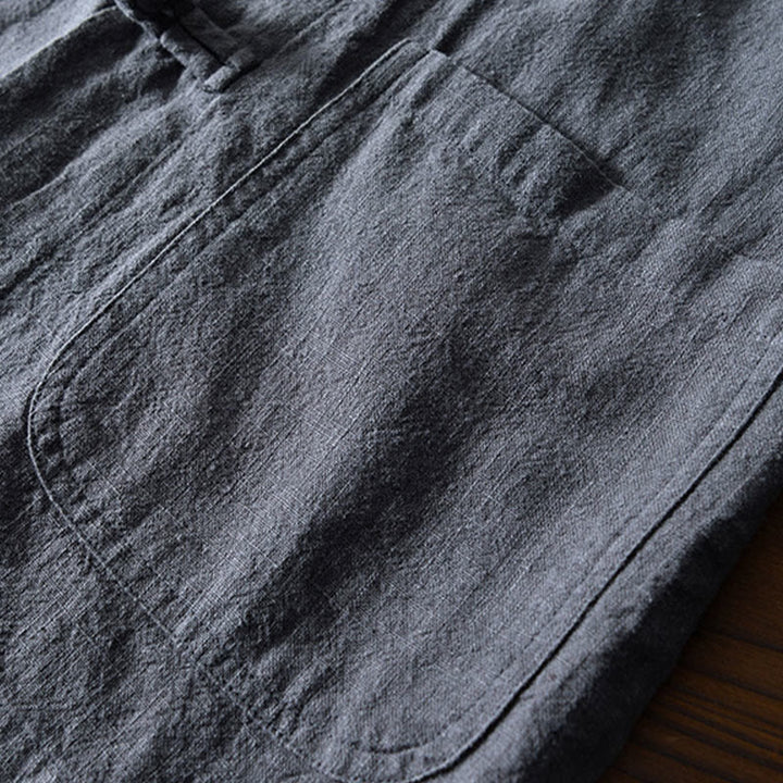 Buddha Stones Frog-Button Chinese Tang Suit Cotton Linen Men Shirt With Pockets - image 5
