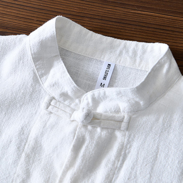 Buddha Stones Frog-Button Chinese Tang Suit Cotton Linen Men Jacket Shirt With Pockets - image 9