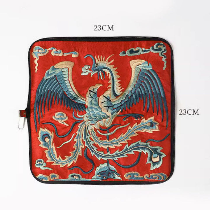 Buddha Stones Mythical Beast Phoenix Dragon Qilin Su Embroidery Ticket Folder Storage Journey Shopping Purse Handbag