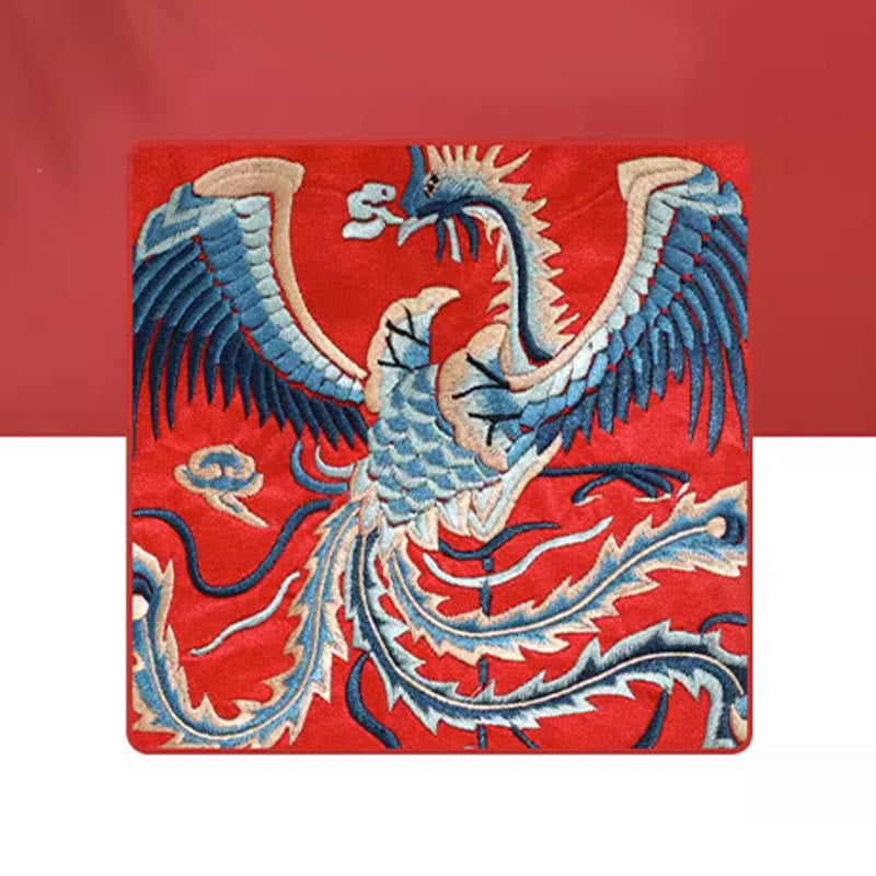 Buddha Stones Mythical Beast Phoenix Dragon Qilin Su Embroidery Ticket Folder Storage Journey Shopping Purse Handbag