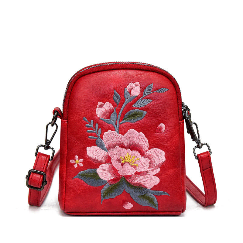 Buddha Stones Lotus Su Embroidery Journey Shopping Purse Shoulder Bag Crossbody Bag