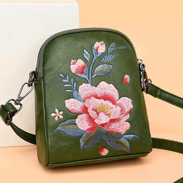 Buddha Stones Lotus Su Embroidery Journey Shopping Purse Shoulder Bag Crossbody Bag