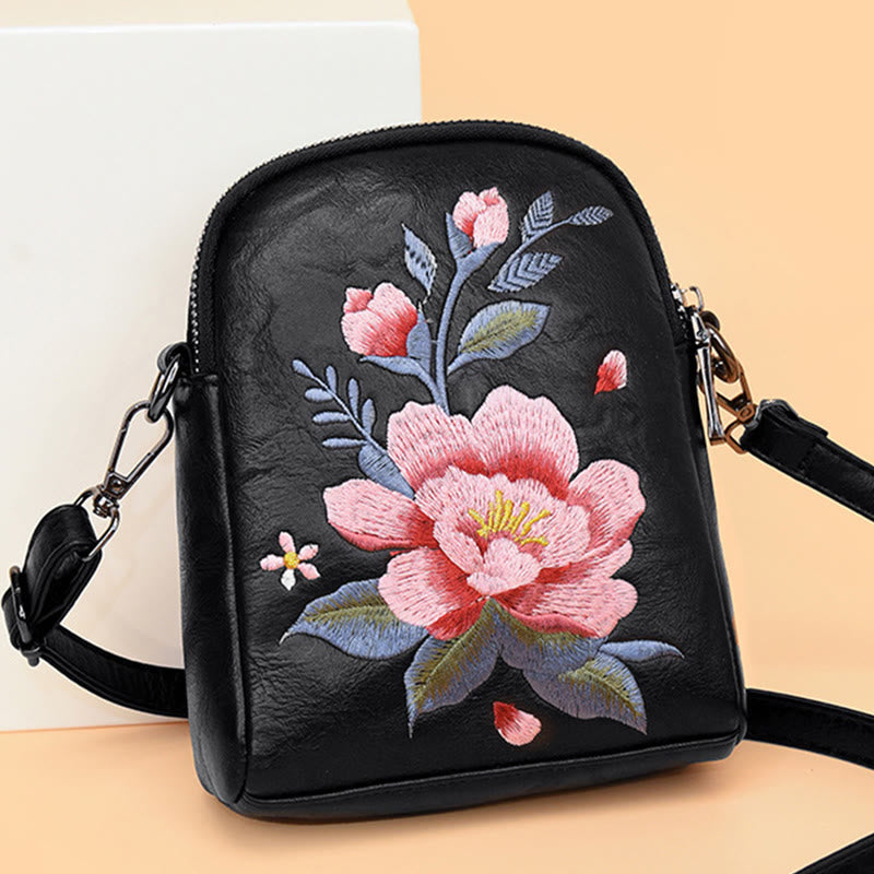 Buddha Stones Lotus Su Embroidery Journey Shopping Purse Shoulder Bag Crossbody Bag