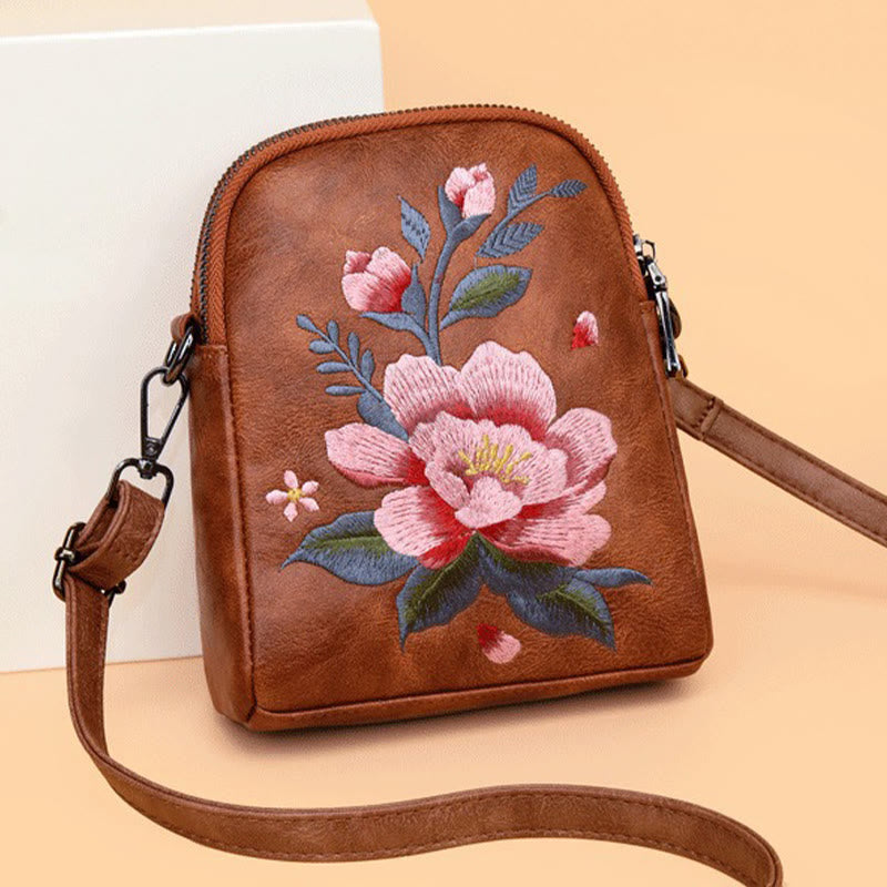 Buddha Stones Lotus Su Embroidery Journey Shopping Purse Shoulder Bag Crossbody Bag