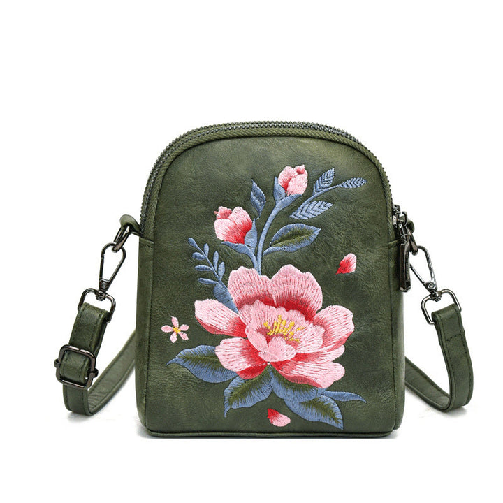 Buddha Stones Lotus Su Embroidery Journey Shopping Purse Shoulder Bag Crossbody Bag