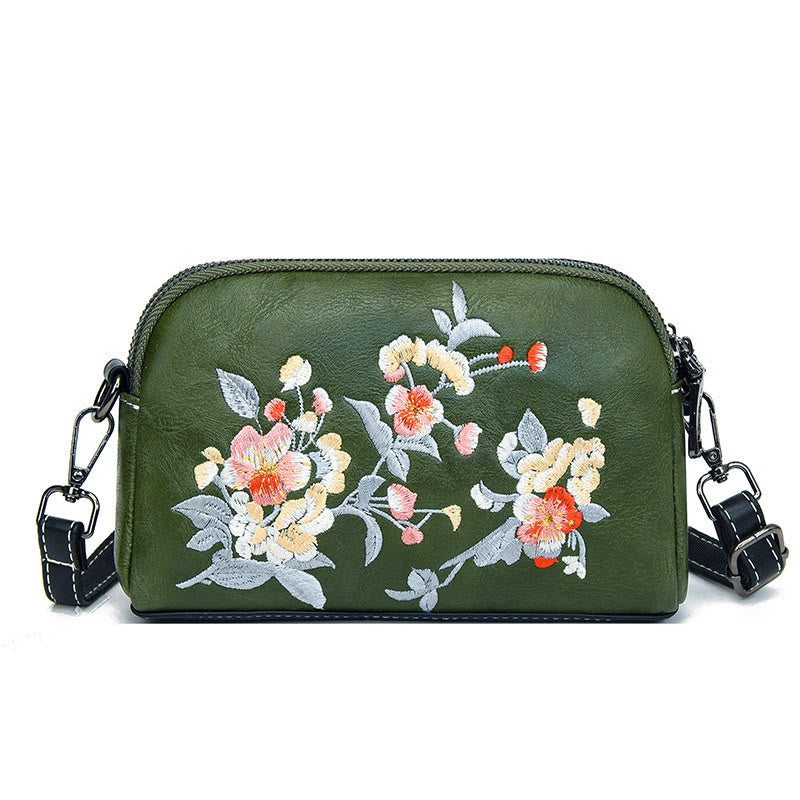 Buddha Stones Peony Pomegranate Flowers Su Embroidery Journey Shopping Purse Shoulder Bag Crossbody Bag