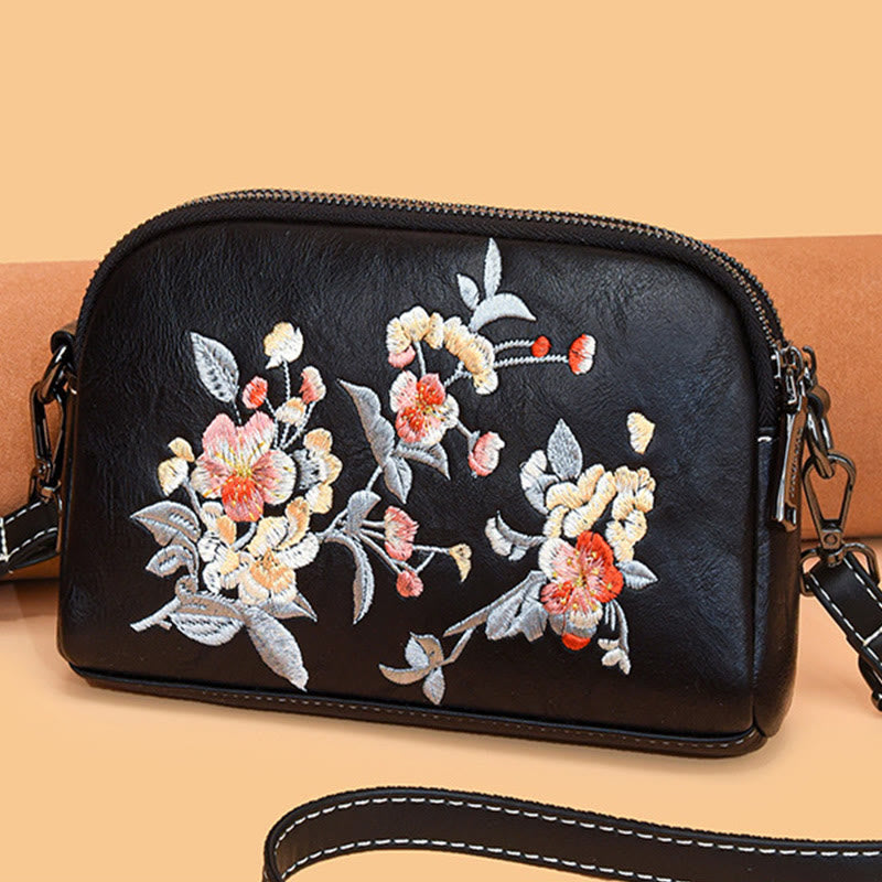 Buddha Stones Peony Pomegranate Flowers Su Embroidery Journey Shopping Purse Shoulder Bag Crossbody Bag