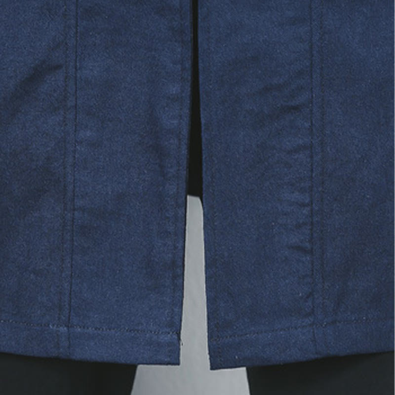 Buddha Stones Fall Simple Frog-Button Linen Men's Mid-length Coat Zen Clothing - image 12