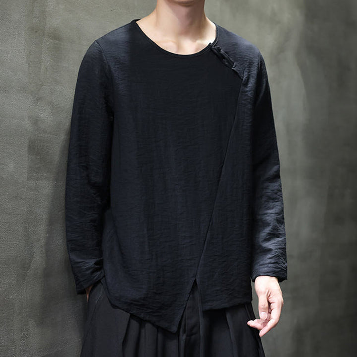 Buddha Stones Fall Solid Round Neck Long Sleeve T-Shirt Cotton Men Clothing - image 28