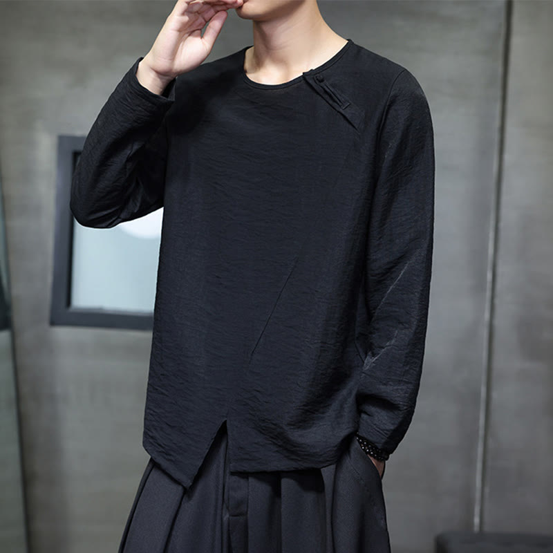 Buddha Stones Fall Solid Round Neck Long Sleeve T-Shirt Cotton Men Clothing - image 30