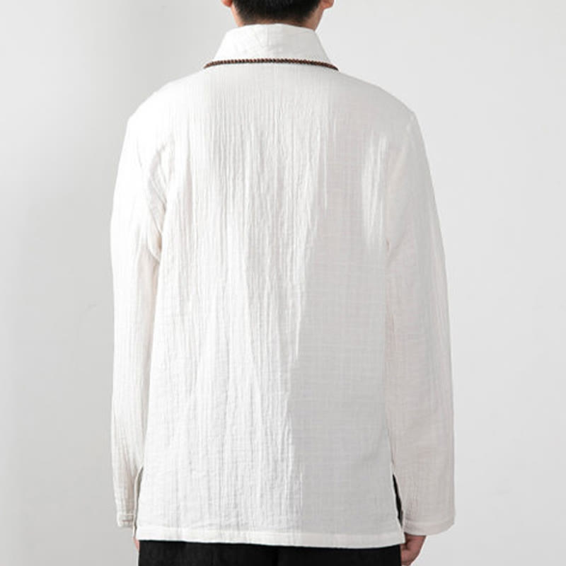 Buddha Stones Fall Simple V-Neck Long Sleeve T-Shirt Cotton Men Clothing - image 12