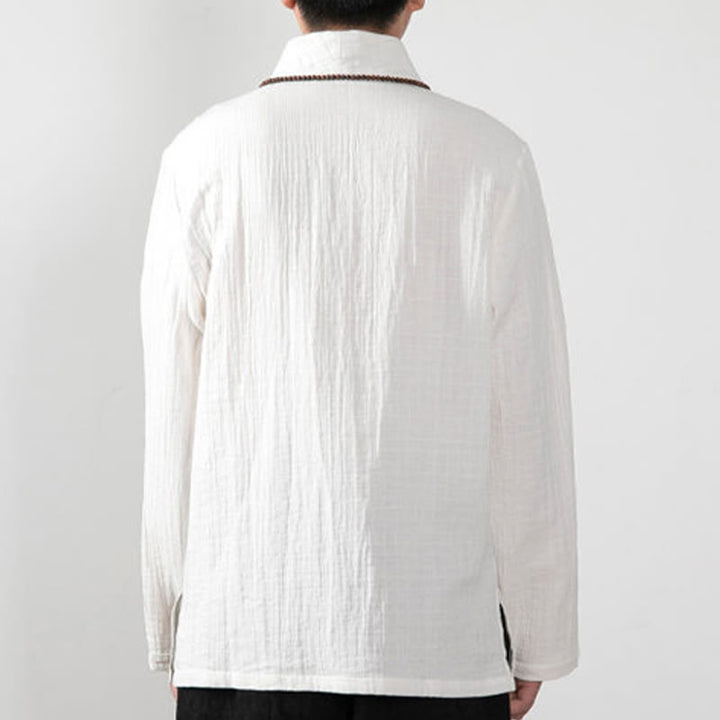 Buddha Stones Fall Simple V-Neck Long Sleeve T-Shirt Cotton Men Clothing - image 12