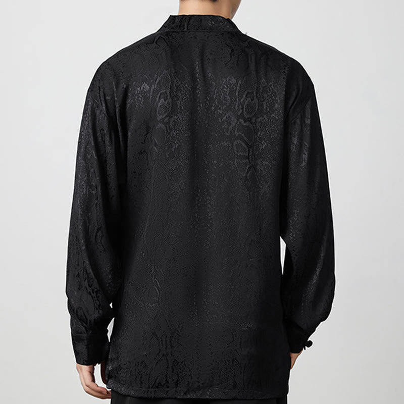 Buddha Stones Fall Jacquard Long Sleeve Frog-Button Shirt Men Clothing - image 13