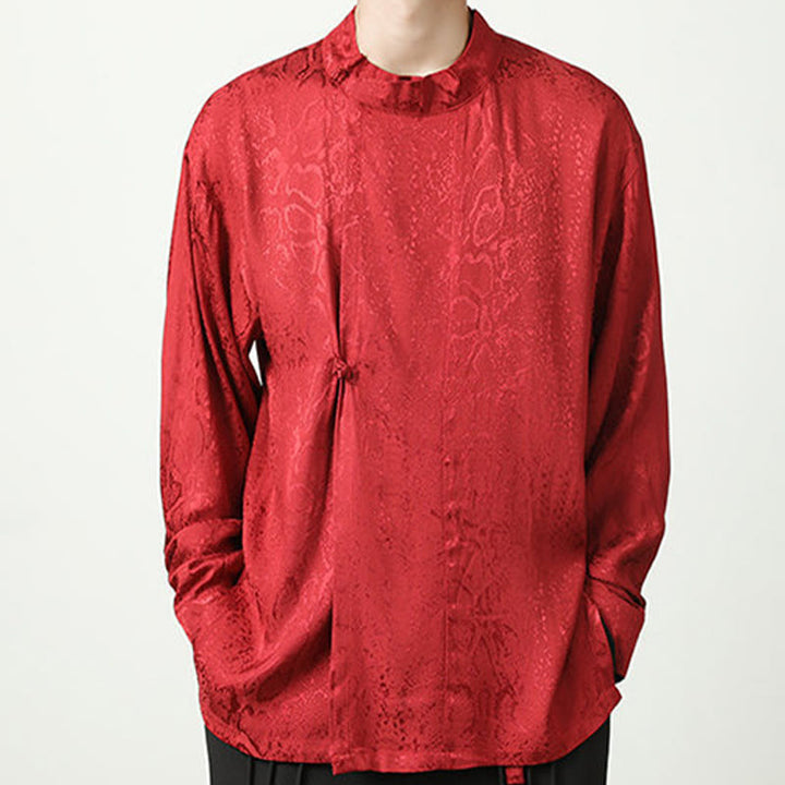 Buddha Stones Fall Jacquard Long Sleeve Frog-Button Shirt Men Clothing - image 21