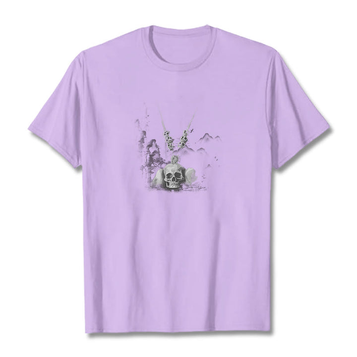 Buddha Stones Tibetan The Lord Of The Corpse Forest Skulls Pendant Clouds Design Tee T-shirt - Plum - 2XL - image 18
