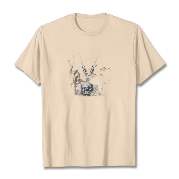 Buddha Stones Tibetan The Lord Of The Corpse Forest Skulls Pendant Clouds Design Tee T-shirt - Bisque - 2XL - image 20
