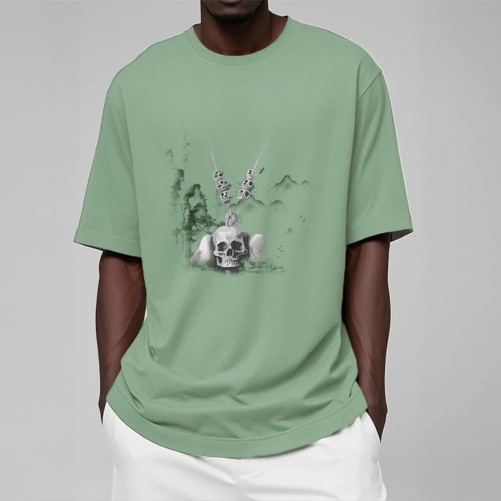 Buddha Stones Tibetan The Lord Of The Corpse Forest Skulls Pendant Clouds Design Tee T-shirt - image 17