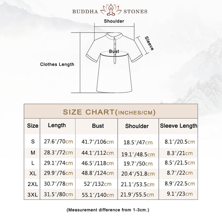 Buddha Stones Men's Short Sleeve Button Casual Cotton Linen Shirt - image 4