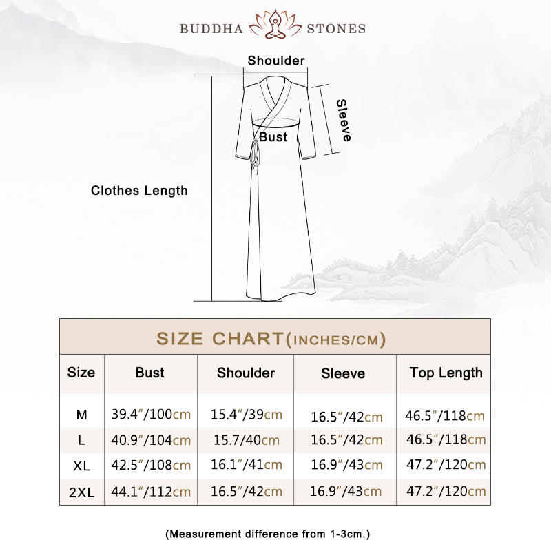Buddha Stones Hanfu Style Midi Dress Wide Leg Pants Meditation Zen Practice Yoga Dance Clothing - image 6