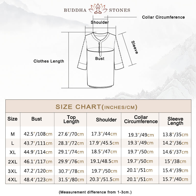 Buddha Stones Solid Color Traditional Short Sleeve T-shirt Pants Clothing Men's Set - image 4