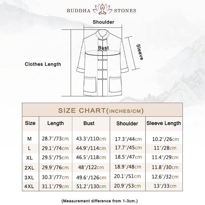 Buddha Stones Frog-Button Chinese Tang Suit Half Sleeve Shirt Cotton Men Clothing With Pockets - image 5