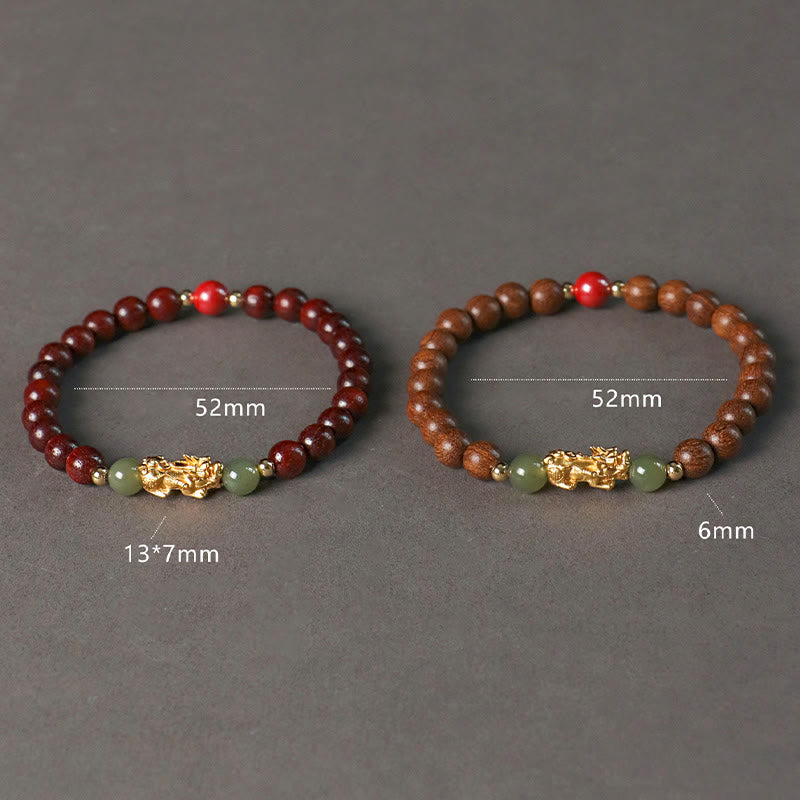 Buddha Stones 999 Sterling Silver Sandalwood Ebony Wood Small Leaf Red Sandalwood Hetian Jade Cinnabar PiXiu Wealth Bracelet - image 17